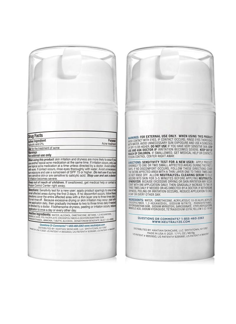 Neutralyze Clearing Serum & Synergyzer - Maximum Strength Acne Serum + Anti Acne Inflammation Gel with 2% Salicylic Acid + 1% Mandelic Acid + Nitrogen Boost Skincare Technology (90 Day Supply)  - Image 2