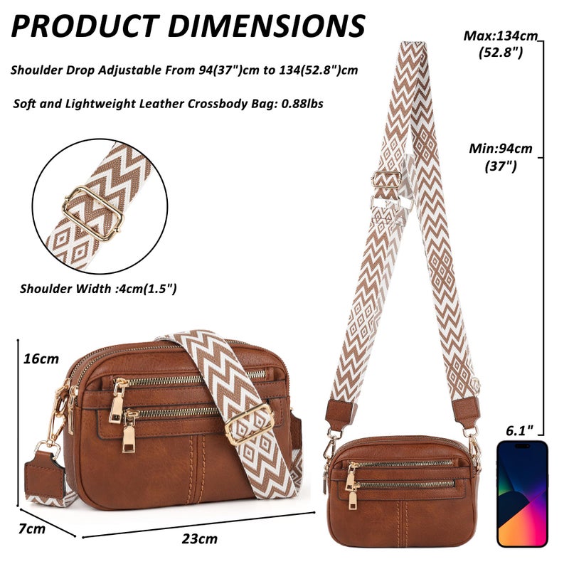 TANTOMI Crossbody Bags for Women, 6-Pockets Cross Body Purse, Vegan Leather Handbags Shoulder Bag for Travel, Gifts for Women - Image 3