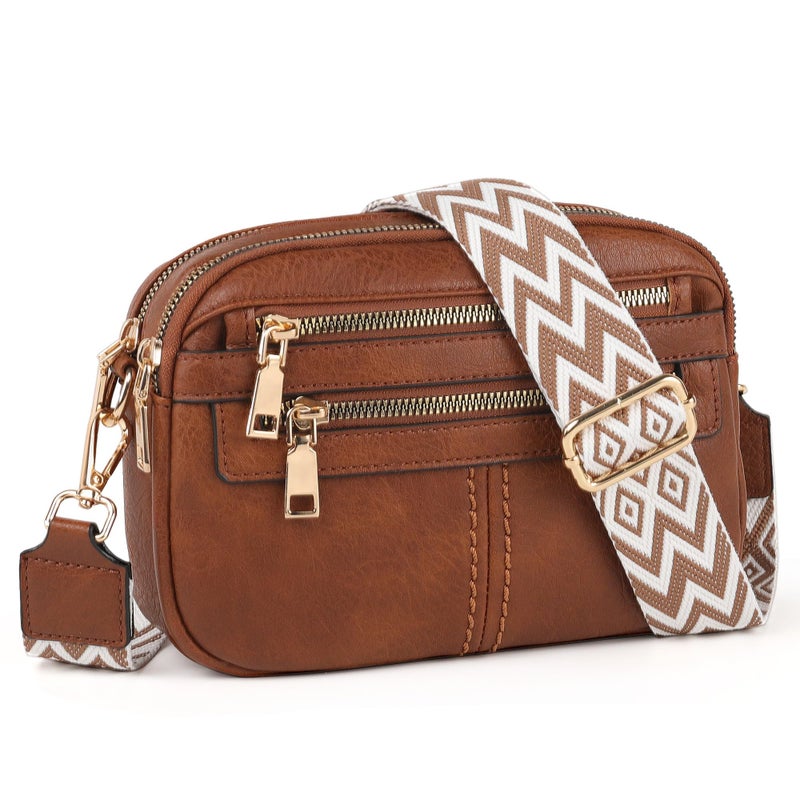 TANTOMI Crossbody Bags for Women, 6-Pockets Cross Body Purse, Vegan Leather Handbags Shoulder Bag for Travel, Gifts for Women - Image 1