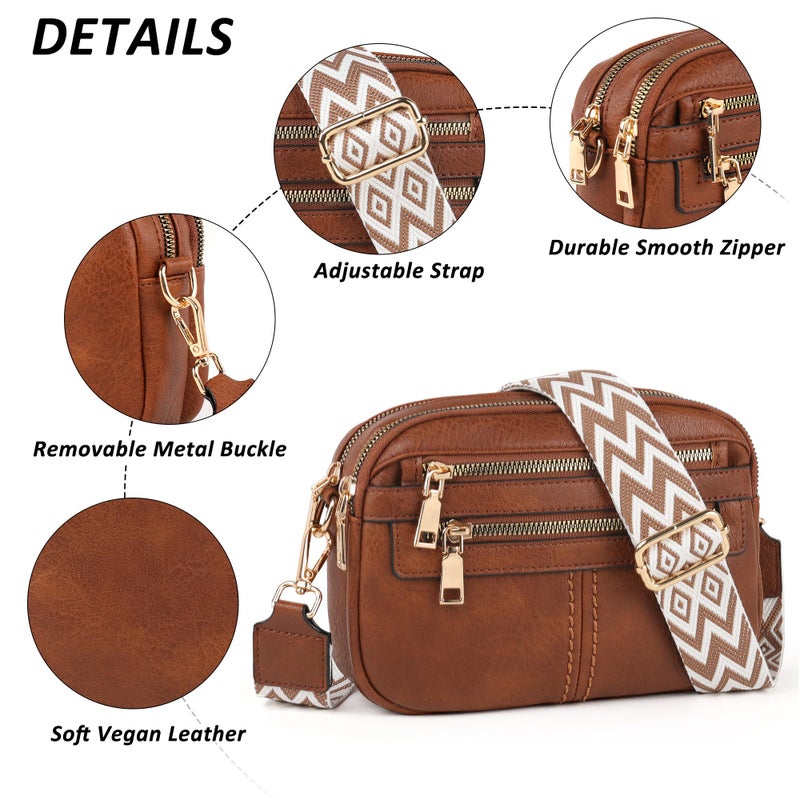 TANTOMI Crossbody Bags for Women, 6-Pockets Cross Body Purse, Vegan Leather Handbags Shoulder Bag for Travel, Gifts for Women - Image 5