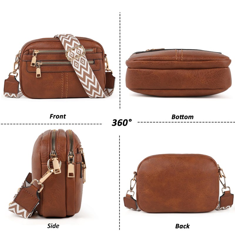 TANTOMI Crossbody Bags for Women, 6-Pockets Cross Body Purse, Vegan Leather Handbags Shoulder Bag for Travel, Gifts for Women - Image 4