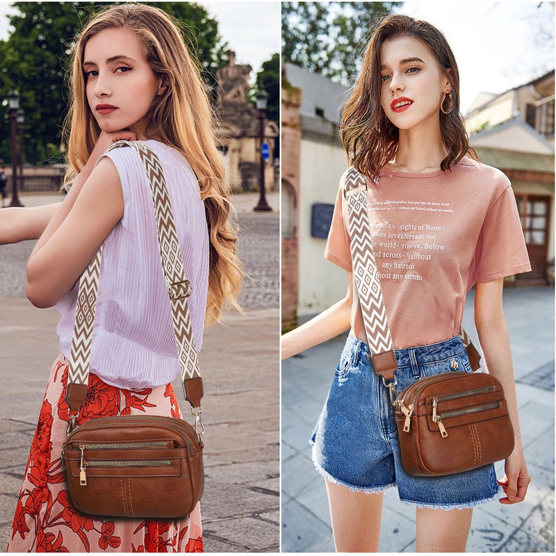 TANTOMI Crossbody Bags for Women, 6-Pockets Cross Body Purse, Vegan Leather Handbags Shoulder Bag for Travel, Gifts for Women - Image 2