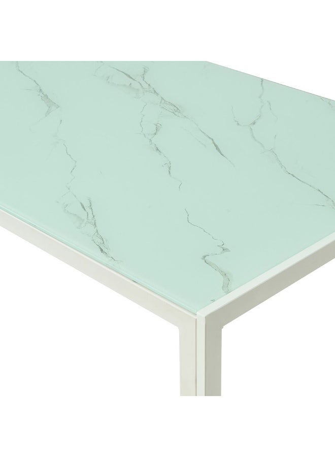 DANUBE HOME Sicilia 1+6 Tempered Glass Dining Set | 7-Piece Comfortable Dining Set | Kitchen Dining Table With 6 Dining Chairs | Modern Design Furniture For Dining Room - White/Grey - Image 4