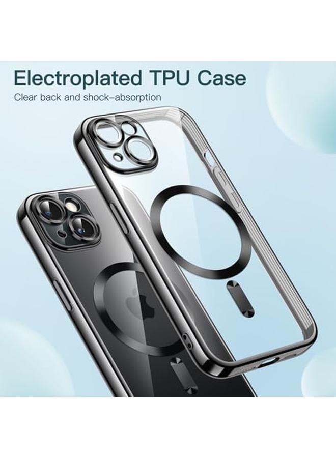 جي تيك جراب شفاف ناعم لهاتف iPhone 15 مقاس 6.1 بوصة مع حماية كاملة لعدسة الكاميرا متوافق مع شحن Magsafe اللاسلكي وغطاء هاتف TPU مطلي بالكهرباء مقاوم للصدمات باللون الأسود - Image 3