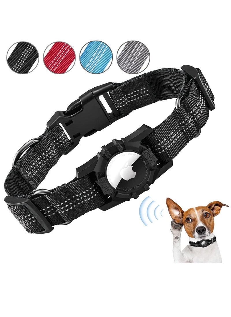 Y&D - Airtag Dog Collar Adjustable Air Tag Accessories Pet for Apple Heavy Duty Collar with Holder Case Medium Large Dogs, Light Comfortable Black - Image 1