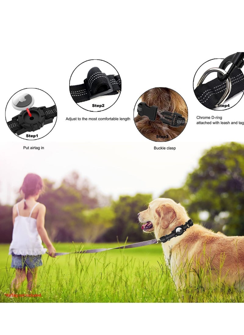Y&D - Airtag Dog Collar Adjustable Air Tag Accessories Pet for Apple Heavy Duty Collar with Holder Case Medium Large Dogs, Light Comfortable Black - Image 1