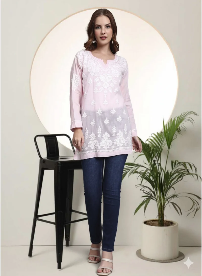 الايا بلوزة قصيرة مطرزة يدوياً بالقطن شيكانكاري للنساء