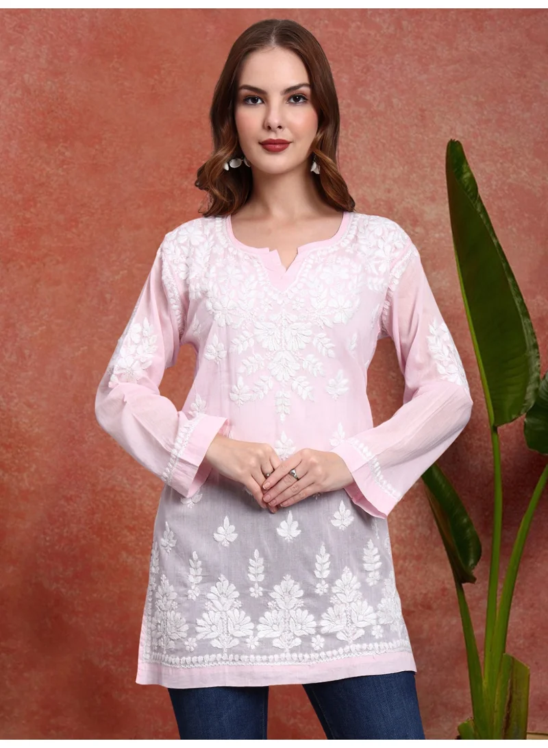 الايا بلوزة قصيرة مطرزة يدوياً بالقطن شيكانكاري للنساء