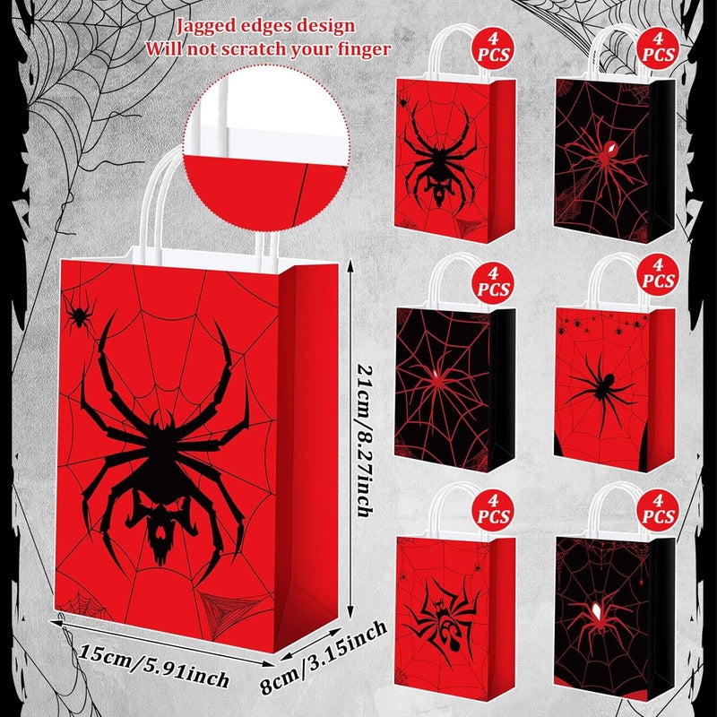 Epakh 24 Pcs Spider Party Favors Bags with Handles Spider Birthday Party Decorations Double Sided Goodie Candy Bags for Kids Boys - Image 3