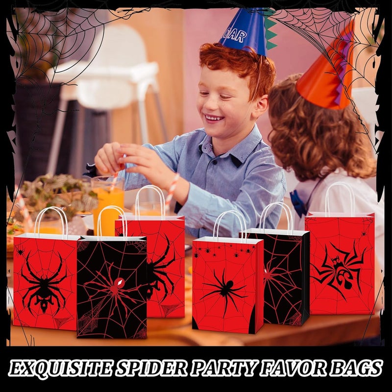 Epakh 24 Pcs Spider Party Favors Bags with Handles Spider Birthday Party Decorations Double Sided Goodie Candy Bags for Kids Boys - Image 2