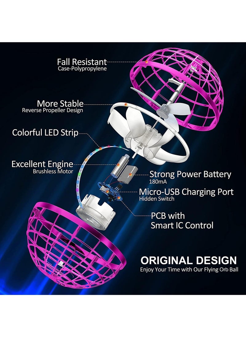 TOY GARDEN Flying Ball Toy 2021 Upgraded – Magic Globe Shape Mini Drone with RGB Lights, 360° Rotating UFO Spinner, Safe Flying Toy for Kids & Adults, Indoor & Outdoor (Pink)  - Image 2