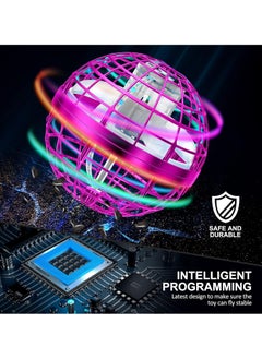 حديقة الألعاب لعبة الكرة الطائرة 2021 مُحسّنة – طائرة ميني درون بشكل كرة مع أضواء RGB، دوران 360° وطائرة يو إف أو دوّارة، لعبة طائرة آمنة للأطفال والكبار، للاستخدام الداخلي والخارجي (وردي)  - Image 3