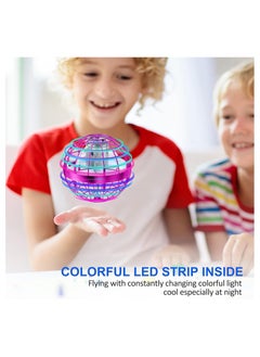 حديقة الألعاب لعبة الكرة الطائرة 2021 مُحسّنة – طائرة ميني درون بشكل كرة مع أضواء RGB، دوران 360° وطائرة يو إف أو دوّارة، لعبة طائرة آمنة للأطفال والكبار، للاستخدام الداخلي والخارجي (وردي)  - Image 4