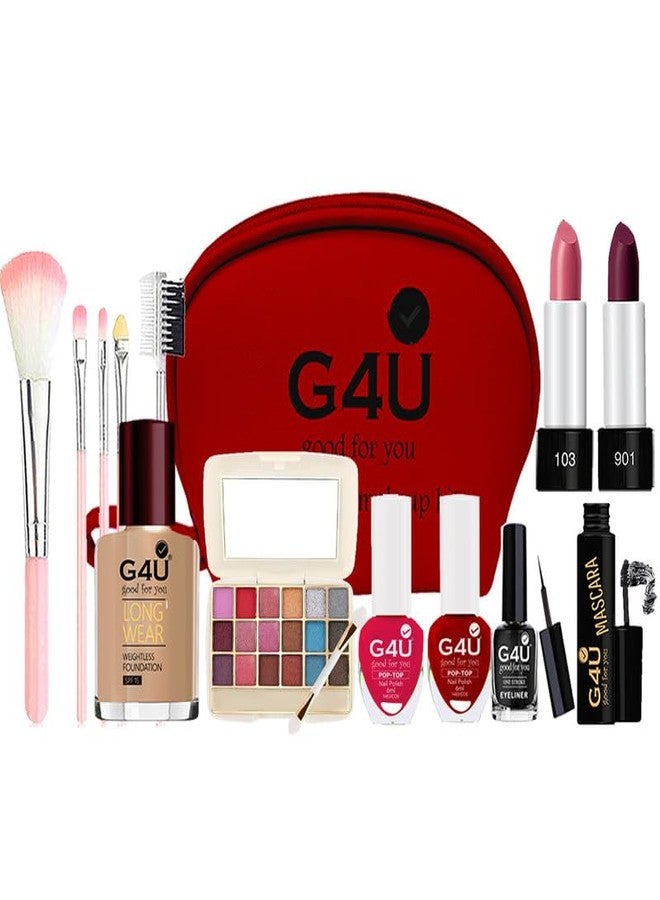 G4U All in One Makeup Kit for Women Full Kit, Basic Cosmetics Kit for Beginner & Professionals With Pouch(Pack of - 14 pcs) A15 - Image 1