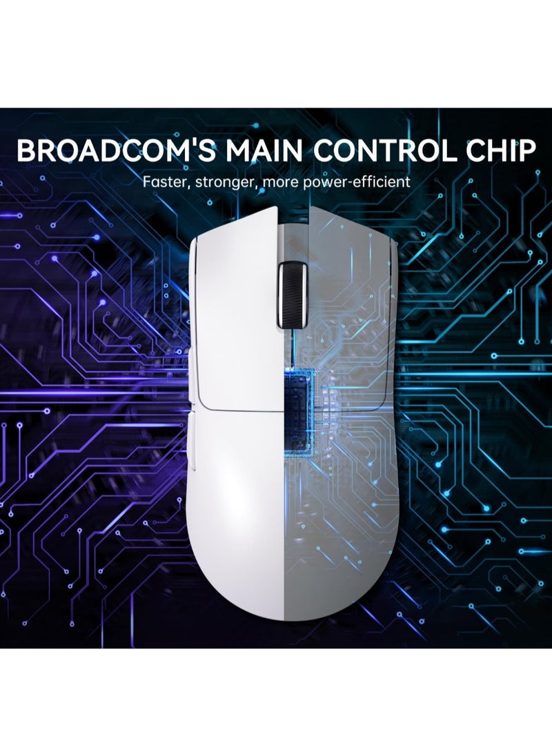 ماوس العاب لاسلكي خفيف الوزن X11 من Attack Shark مع قاعدة شحن RGB، وضع ثلاثي 2.4G/USB-C سلكي/بلوتوث، 22K DPI، مستشعر بصري PAW3311، مفتاح هويو، 5 ازرار قابلة للبرمجة للكمبيوتر/ماك (ابيض)