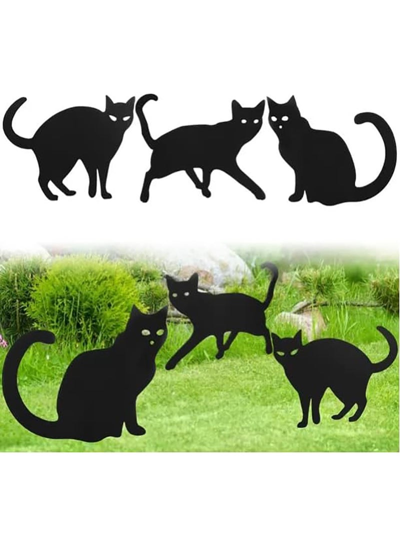 لافتات ساحة خارجية مع أوتاد سوداء للقطط علامات ساحة الحديقة للقصر المسكون في الهواء الطلق حديقة ساحة الحديقة ديكور الحفلات الهالوين (6 قطع) - Image 5