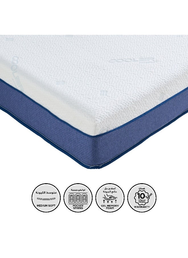 Home Box iCool Gel Pro Visco Memory Foam Pocket Spring Single Mattress - 90x190x25 cm  - Image 1