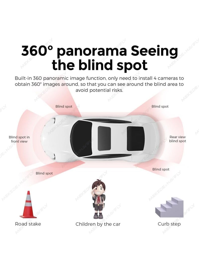 SHEZA STAR 360-Degree Car Backup Camera, Black Wide-Angle Lens, Universal Mount, Waterproof Night Vision Security Camera System - Image 5