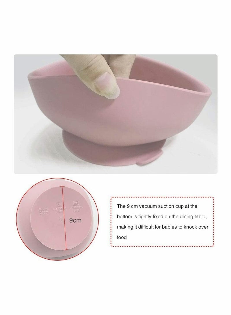 Y&D Silicone Suction Bowls for Baby, Baby Led Weaning Spoon and Fork, Dishes Utensils Set Boy & Girl, Tableware Set, Toddler Eating Supplies, Infant Dinnerware (Rose Pink) - Image 5