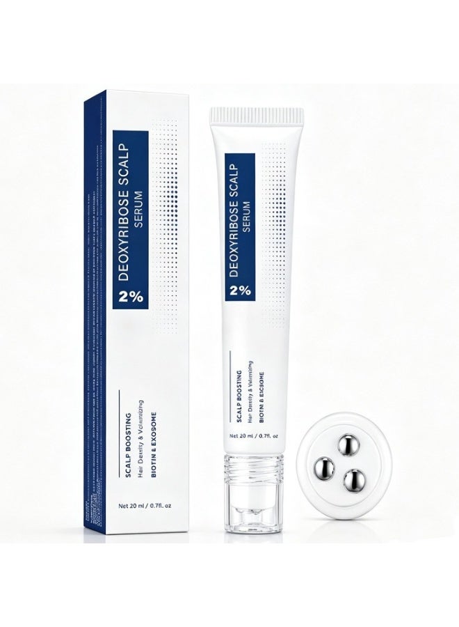 2% Deoxyribose Scalp Serum with Rollerball Applicator, Hair Density & Volumizing Scalp Treatment, Enriched for Men & Women, Fragrance Free 20ml - Image 1