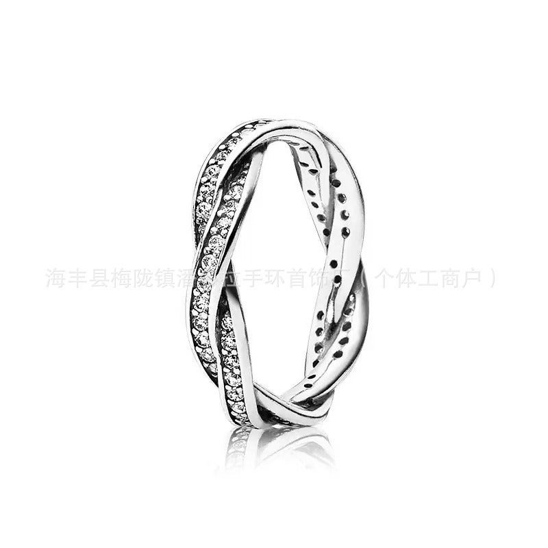 Panjia S925 Silver Elegant Luxury Diamond-Inlaid Ring - Unique Creative Design, Perfect Gift