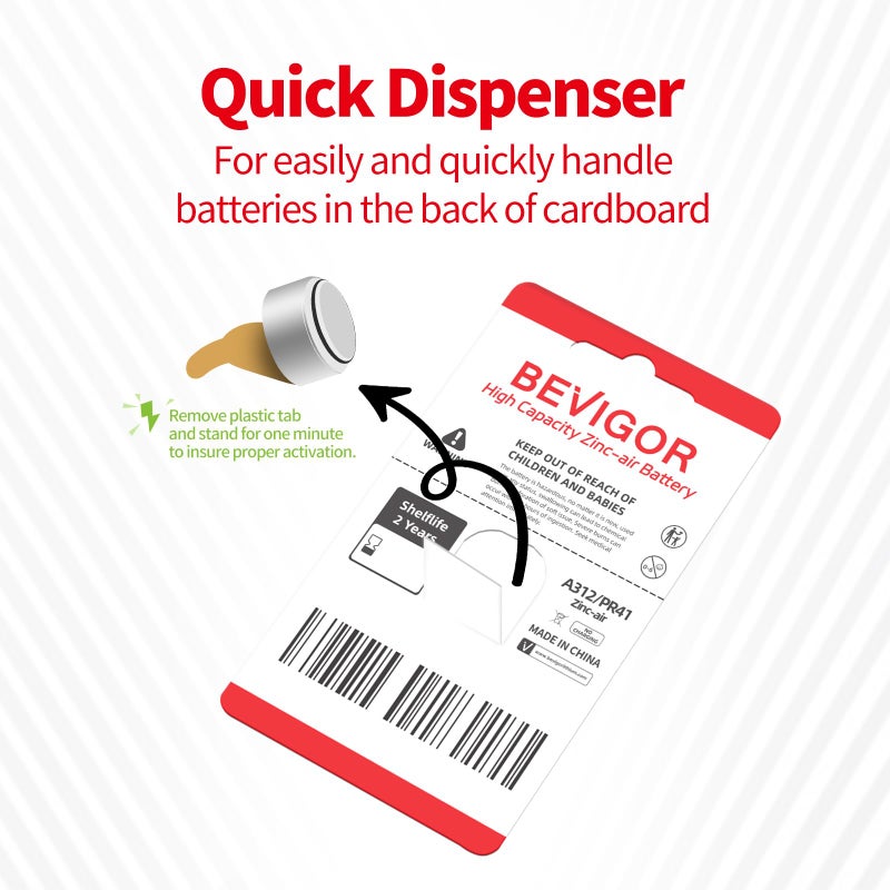 BEVIGOR Hearing Aid Batteries Size 312, Mercury Free (24 Count), 1.4V, Easy to Open and Carry, Long Lasting Batteries - Image 5