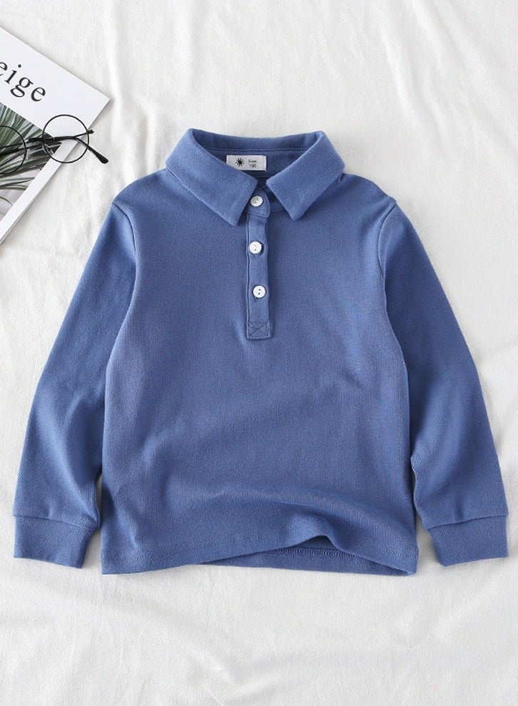 إسكدنيا الفتيان بلوزة زرقاء داكنة طويلة الأكمام طية صدر السترة