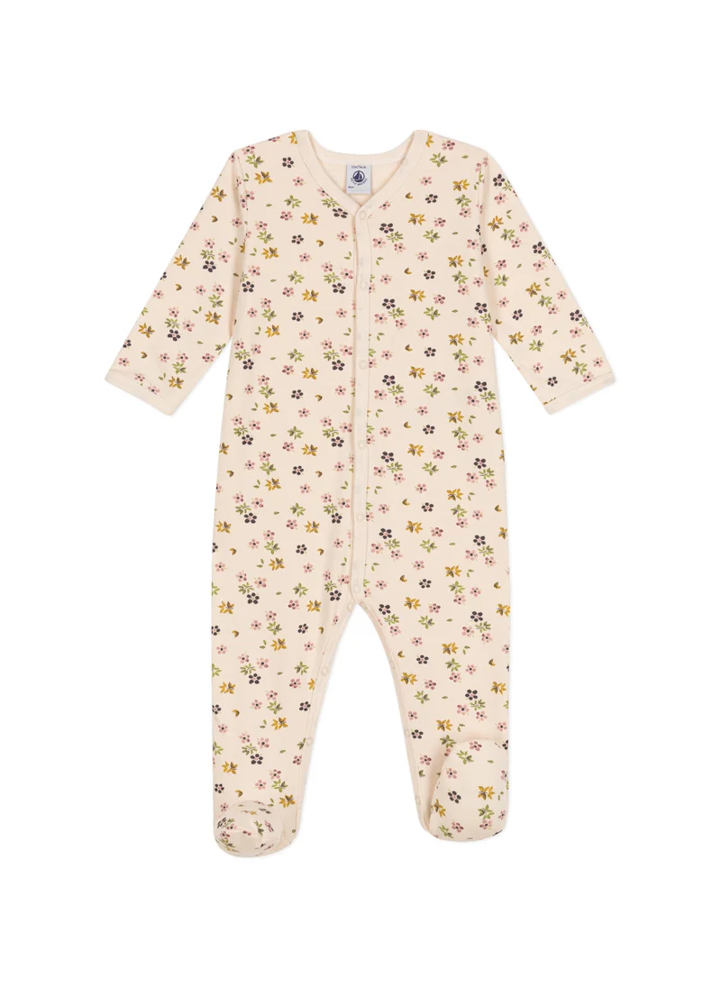 Petit Bateau Babies' floral print brushed fleece pyjamas