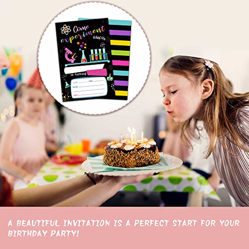 TIRYWT Science Experiment Theme Birthday Invitations, Fill-In Style Birthday Party Invitations with Envelopes For Boys Girls(20-Pack), Birthday Party Decorations And Supplies -yqk-a35 - Image 4