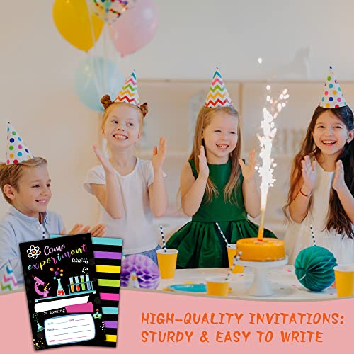TIRYWT Science Experiment Theme Birthday Invitations, Fill-In Style Birthday Party Invitations with Envelopes For Boys Girls(20-Pack), Birthday Party Decorations And Supplies -yqk-a35 - Image 5