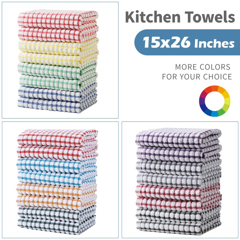 Oeleky Dish Towels for Kitchen 15x26 Inches, Pack of 8 Cotton Kitchen Towels for Drying Dishes (Multi, 15x26 inches) - Image 5
