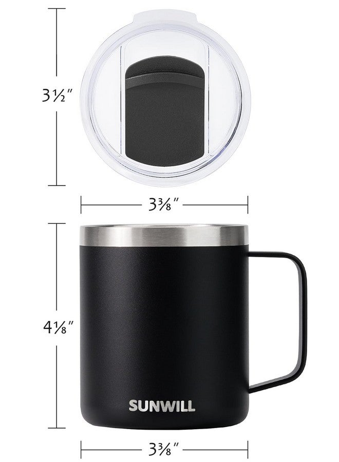 SUNWILL SUNWILL Travel Coffee Mug with Lid, Insulated Tumbler with Handle, 14oz Stainless Steel Cup for Camping, Outdoor, Powder Coated Black - Image 4