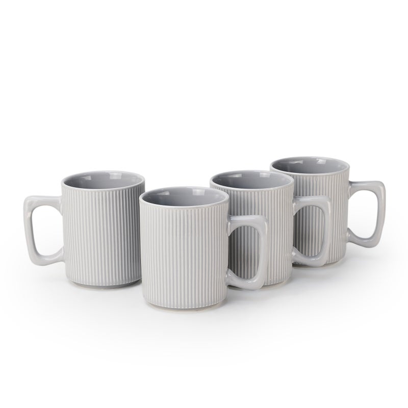 Cuisine Art Stoneware ZOE 4PCS Mug Set | 385 ML Grey Coffee Mug Set | Durable Coffee Cup Set for Home & Office | Cups for Cappuccino, Latte, Tea & Cocoa Restaurant Coffee Mugs - Image 1