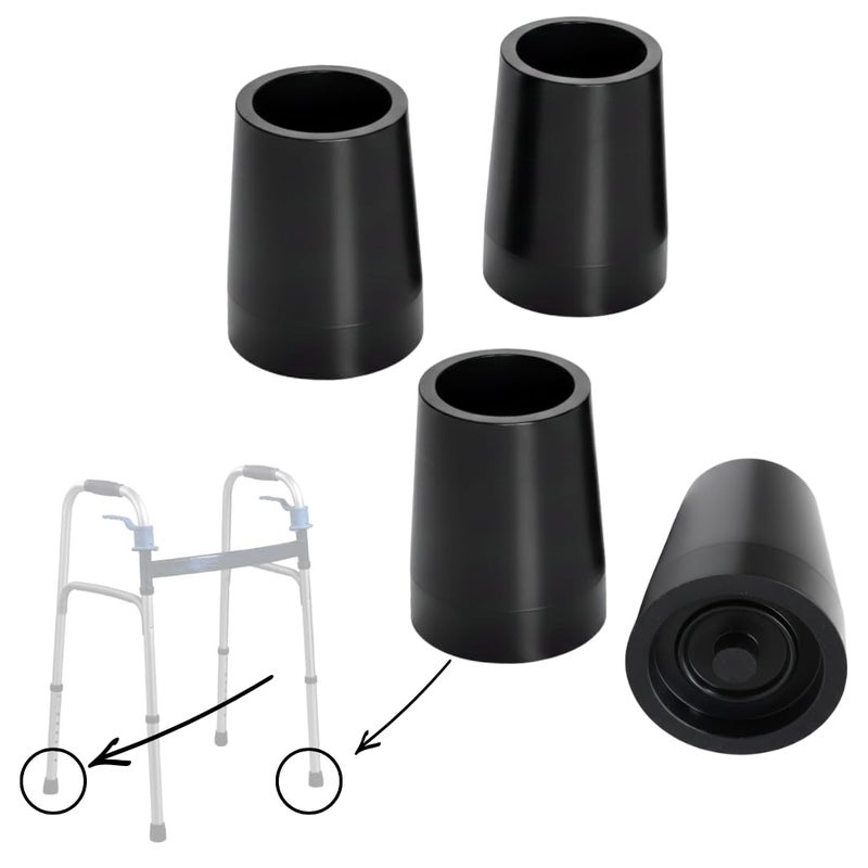 AARAM Universal Walker Replacement Tips – 4 Pack Heavy Duty Rubber Feet for Medical Walkers, 1.03 INCH TO -1.25 Inch Diameter, 27MM TO 32MM Size – Non-Slip, Skid-Resistant & Floor Protecting – Black - Image 5