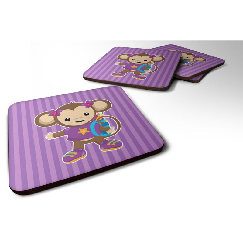 Caroline's Treasures ""Caroline's Treasures Monkey with Backpack Foam Coaster Set of 4  3.5  Multicolor""