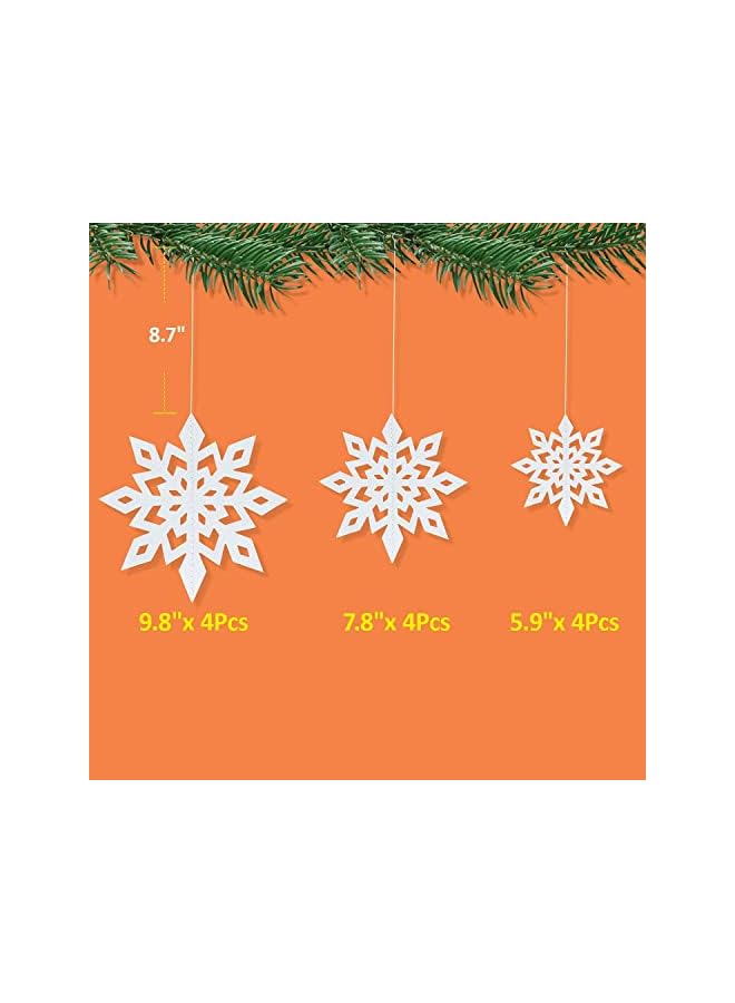 The Bros زينة ثلجية معلقة 12 قطعة رقائق ثلج ثلاثية الأبعاد لزينة النوافذ وأشجار عيد الميلاد حفلة رأس السنة الشتاء العجائبي عيد الميلاد - Image 3