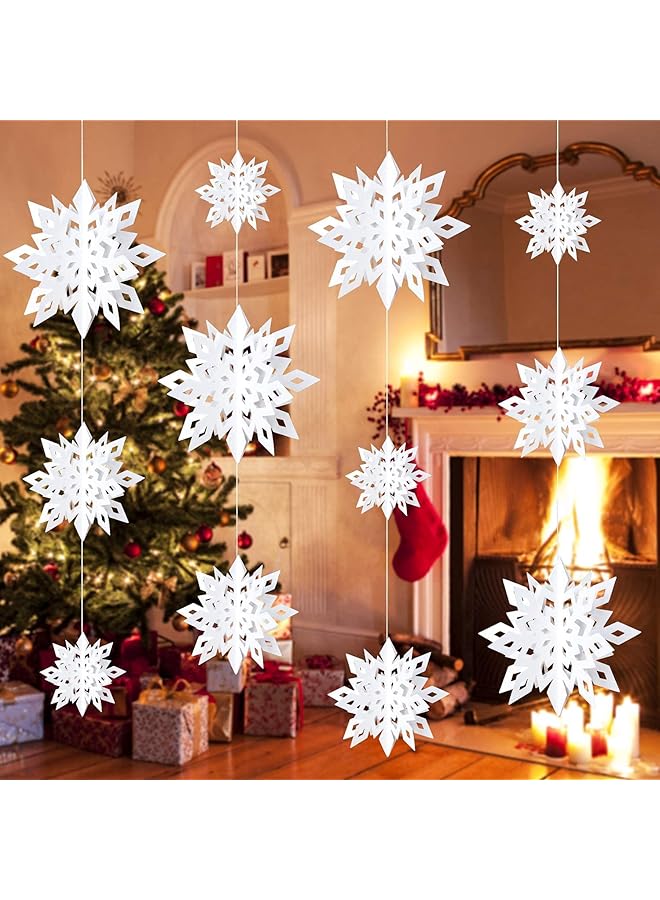 The Bros زينة ثلجية معلقة 12 قطعة رقائق ثلج ثلاثية الأبعاد لزينة النوافذ وأشجار عيد الميلاد حفلة رأس السنة الشتاء العجائبي عيد الميلاد - Image 1