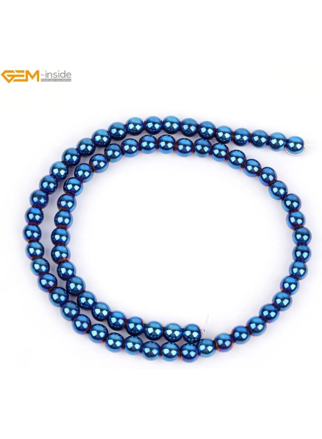 Natural 6mm Blue Metallic Coated Magnetic Hematite Round Gemstone Semi Precious Loose Beads for Jewellery Making 15'' - Image 5