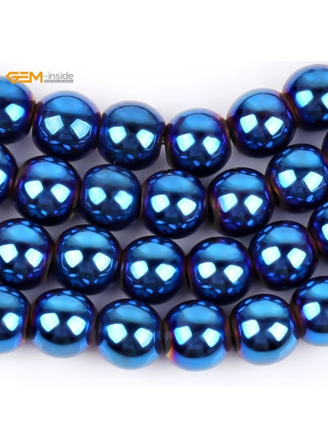 Natural 6mm Blue Metallic Coated Magnetic Hematite Round Gemstone Semi Precious Loose Beads for Jewellery Making 15'' - Image 4