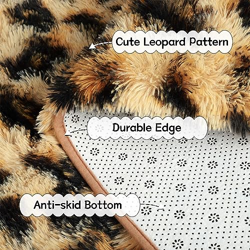 BENRON Fluffy Leopard Rugs, Black and Yellow, 4x6 Soft Rugs for Bedroom Living Room, Wild Cheetah Print Carpets Room Decor for Girls Women, Washable - Image 4