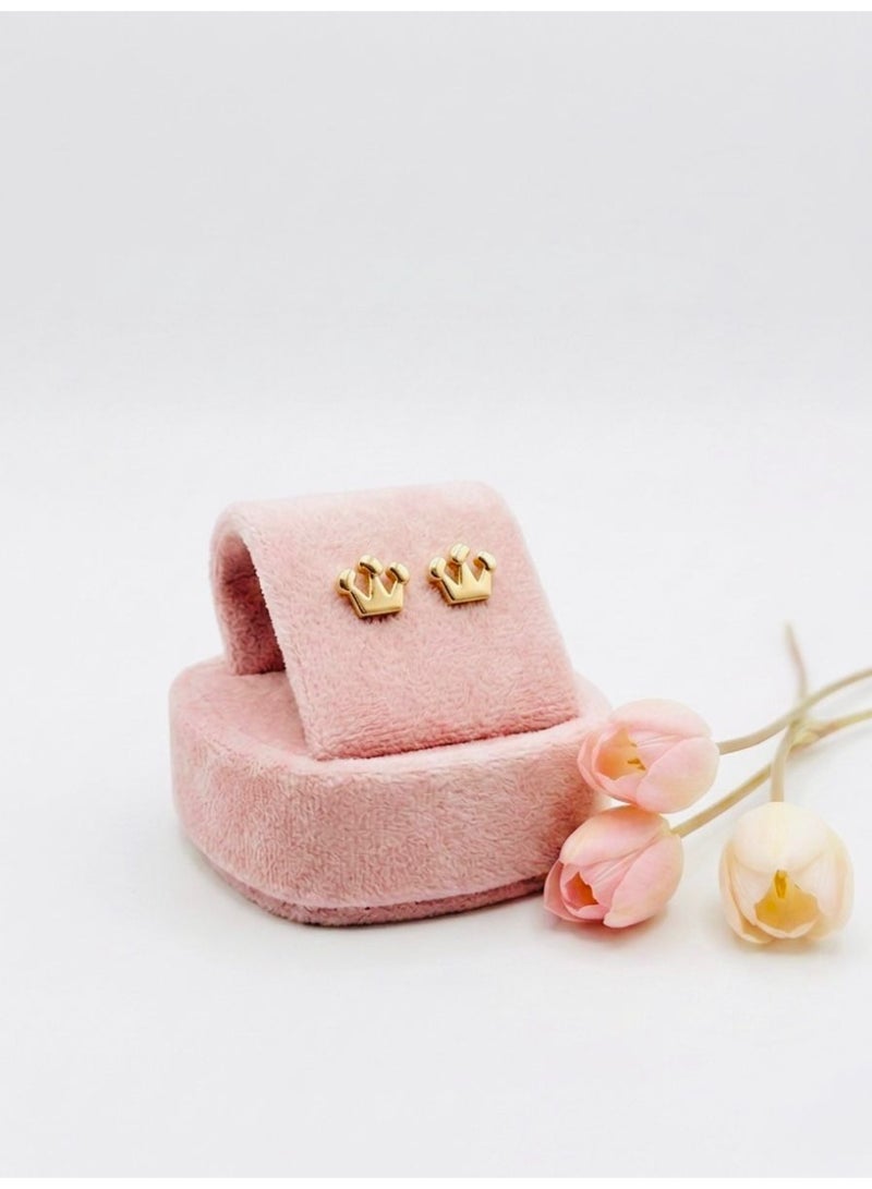 The Intermix Gems 18K Gold Crown Stud Earrings - Image 2