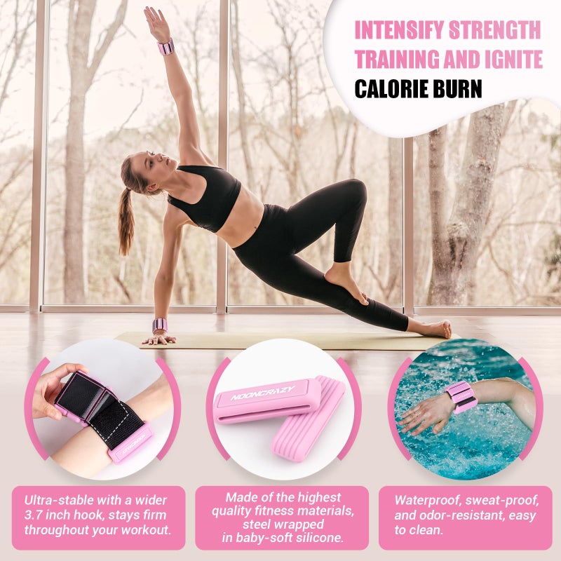 nooncrazy Pilates Wrist Ankle Weights for Women, Wearable Strong Arm & Leg Weights Set of 2(1Lbs Each), Adjustable Ankle Weights for Walking, Yoga, Dance, Barre, Gym - Image 2