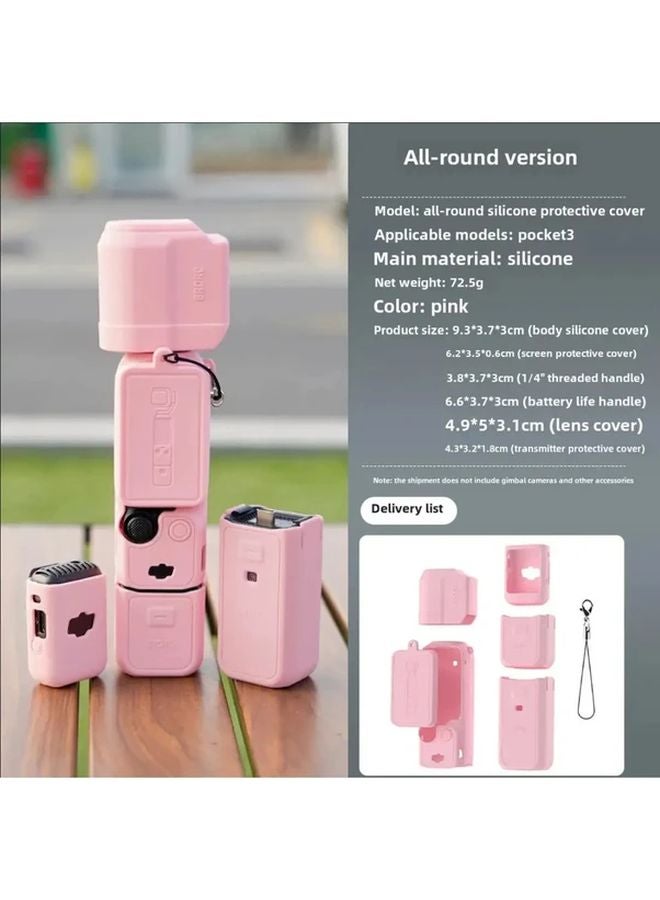 Universal Silicone Pink Protective Case For DJI Osmo Pocket 3 Gimbal Camera - Image 1