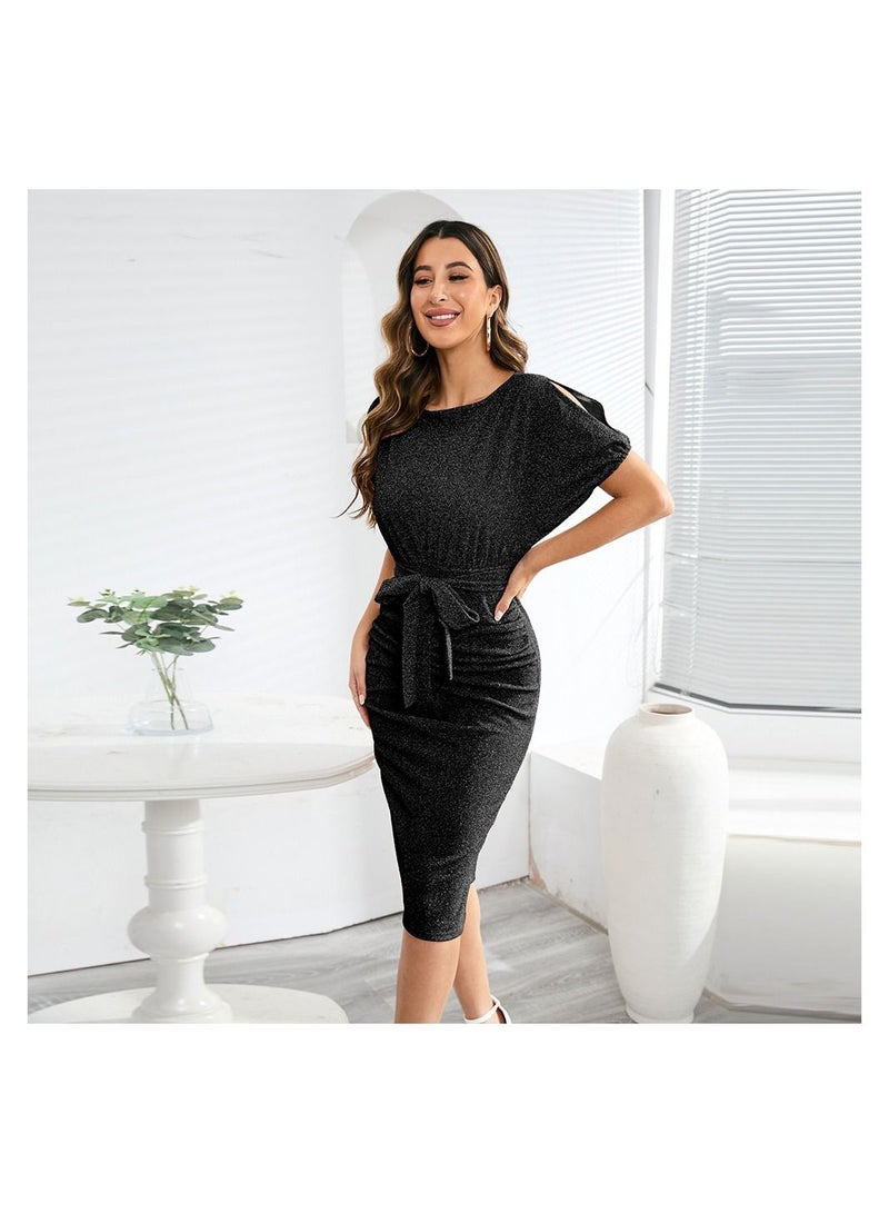 Loquat Summer Slim Bat Short Sleeve Dress  - Image 3