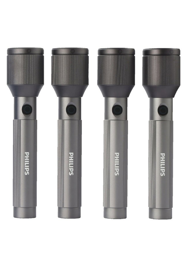Philips Rechargeable LED Flashlight Torch Pack of 4 | 1100 Lumens Brightness | 950m Beam Range | Adjustable Zoom Focus | 3000mAh Battery | USB Type-C Charging | Water Resistant | SFL2143C4 grey - Image 2