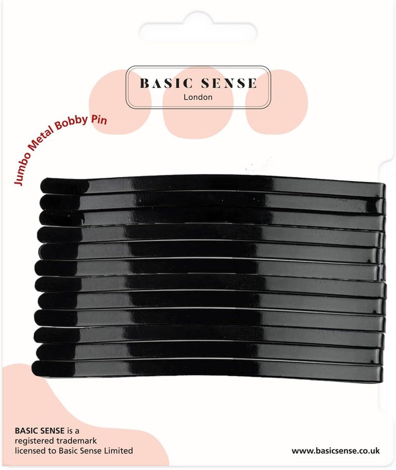 Basic Sense Jumbo Metal Hair Pins Sturdy Strong Bobby Slides Clips For Thick Hairpins for Unisex a pack of 12pcs