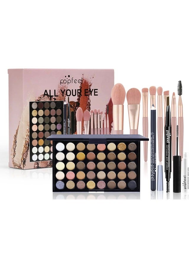 popfeel 40 Color All in One Holiday Gift Makeup Set Cosmetic Essential Starter Bundle Include Eyeshadow Palette Lipstick Concealer Blush Mascara Foundation Face Powder  Makeup Kit for Women Full Kit - Image 1