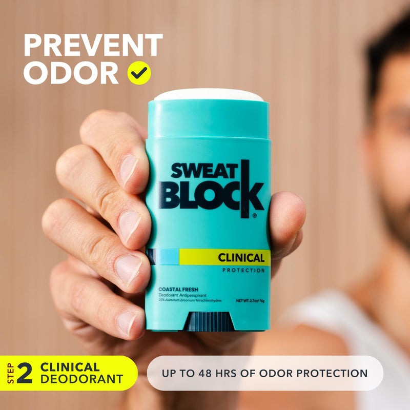 SweatBlock Clinical Strength Antiperspirant and Deodorant System for Men and Women Roll-On 1.2 fl oz for Sweat Control Plus 2.7 oz Stick for 48 Hour Odor Protection Hyperhidrosis Treatment Kit - Image 4
