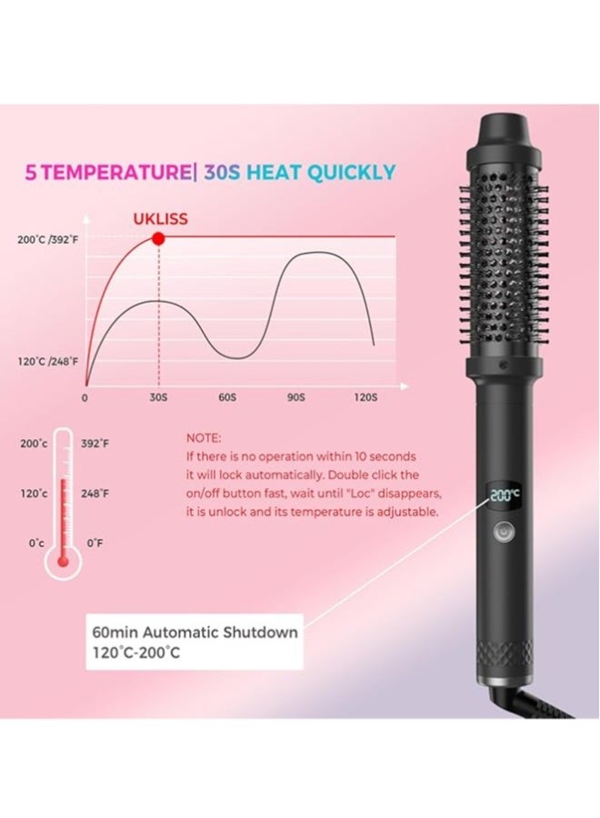 Hot Curling Brush, 3-in-1 Round Brush, Dual PTC 30S, Fast Heating, Dual Voltage,  for Travel, Straightening, Curling, Hot Brush Styling Hairstyles (Black) - Image 5