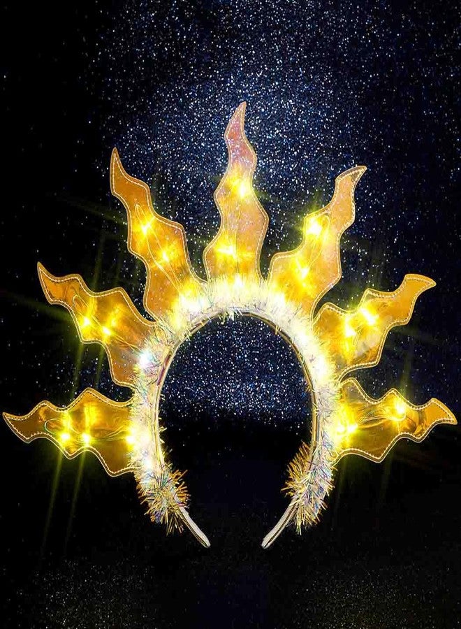 Zoestar Light Up Sun Headbands LED Goddess Halo Crown Headband Flame Hair Accessories for Women - Image 1